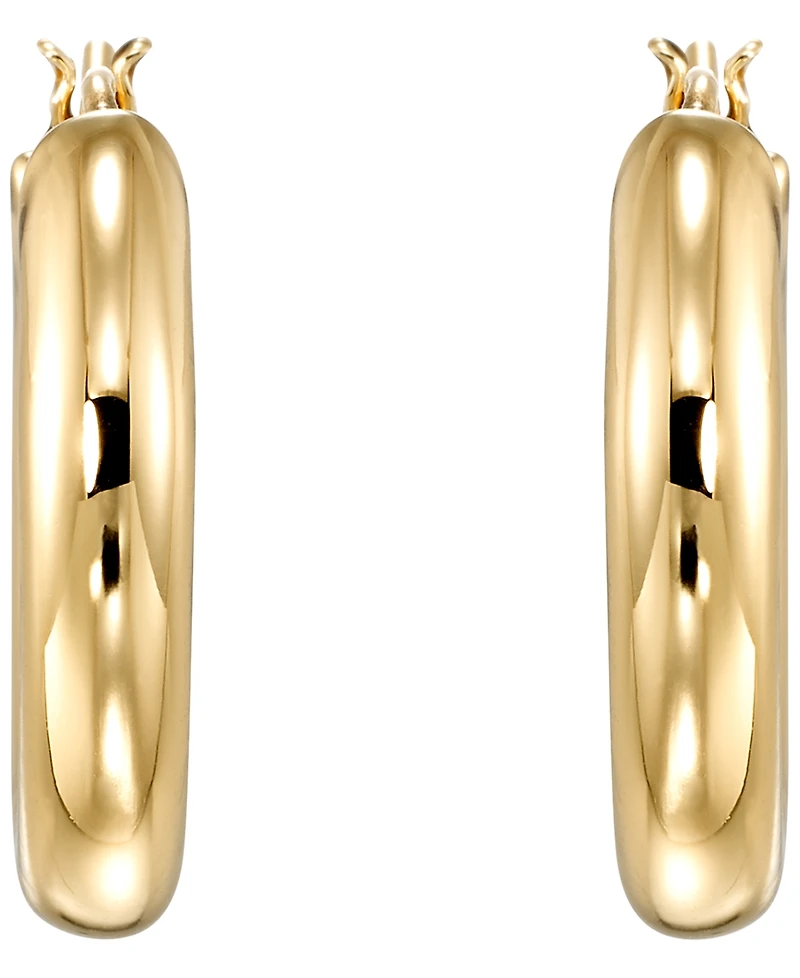 Italian Gold Round Tube Earrings in 10k Yellow Gold