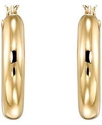 Italian Gold Round Tube Earrings in 10k Yellow Gold