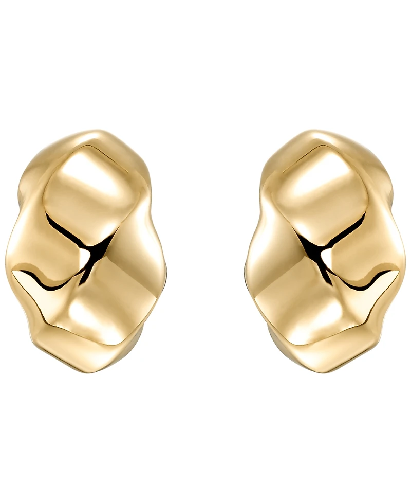 Italian Gold Texture J Hoop Earrings in 10k Yellow Gold