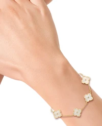 Effy Collection Simulated Pearl (10.4mm) & Diamond (1/20 ct. t.w.) Bracelet in Gold Over Silver