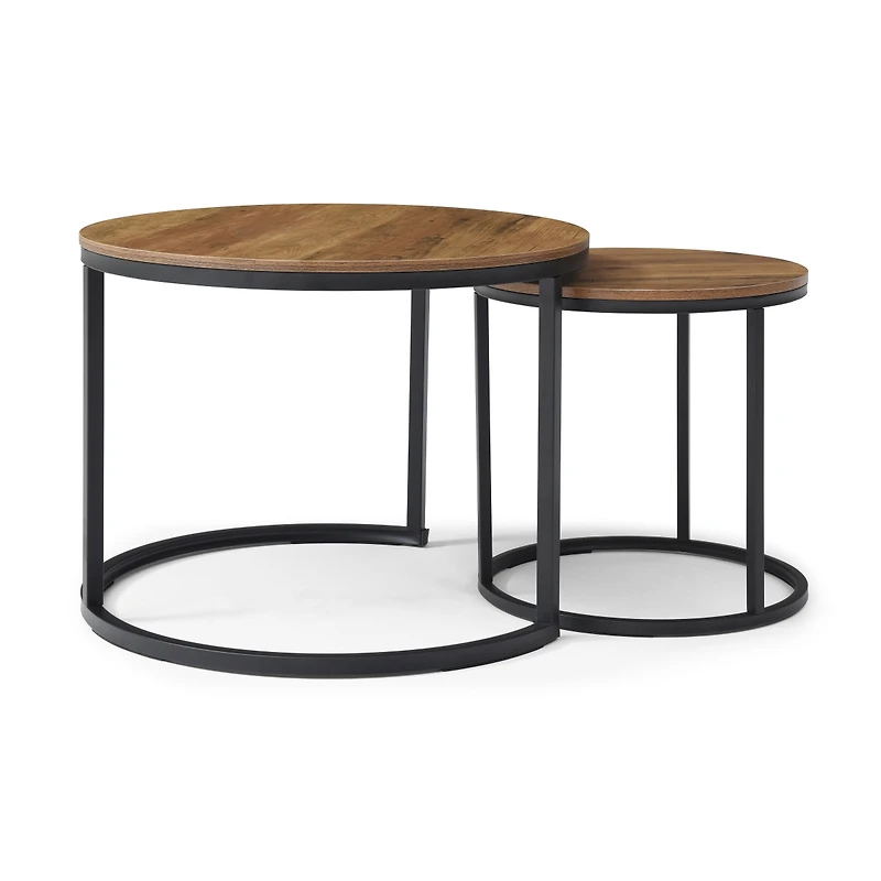 Streamdale Furniture 2-Pc Nesting Coffee/End Tables w/ Metal Frame