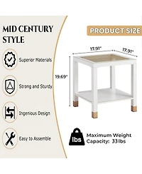 Streamdale Furniture Modern 2-Layer Glass End Table with Metal Frame