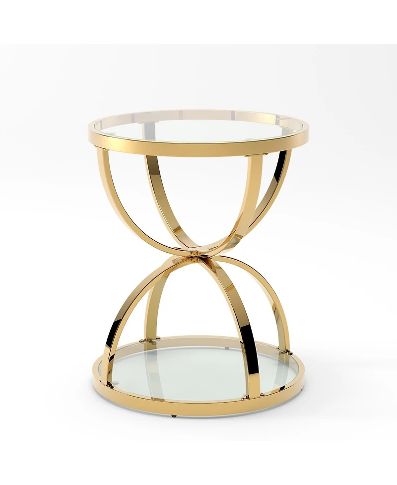 Streamdale Furniture Modern Glass 2-Tier Side Table
