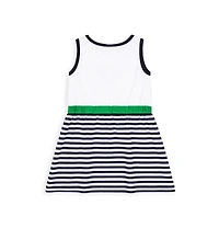 Florence Eiseman Toddler Girls Stripe Knit Dress with Tennis Rackets