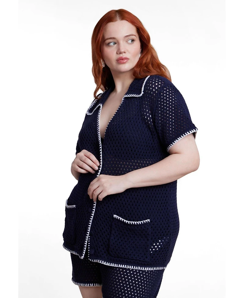 Eloquii Women's Crochet Sweater Tee