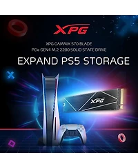 Adata 1TB Gammix S70 Blade - Works with PlayStation 5, PCIe Gen4 M.2 2280 Internal Gaming Ssd Up to 7,400 (AGAMMIXS70B-1T-cs)