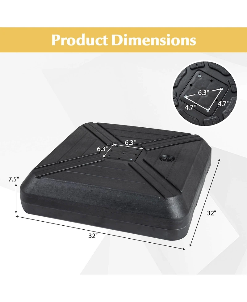Costway Cantilever Offset Umbrella Base With Wheels, Metal Crossbar For Backyard And Poolside
