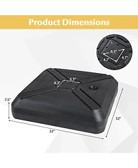 Costway Cantilever Offset Umbrella Base With Wheels, Metal Crossbar For Backyard And Poolside
