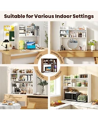 Gymax 37'' Desktop Bookshelf Wooden Organizer w/6 Shelves 2 Anti-tipping Devices
