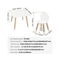 Sugift Kids Table and 2 Chairs Set for Ages 2-8, Pine Wood Activity Table with Curved Safety Edges