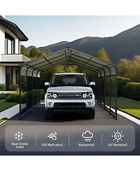 Mondawe 12 x 20 Feet Heavy Duty Metal Carport With Galvanized Steel Roof, Outdoor Shelter For Vehicles