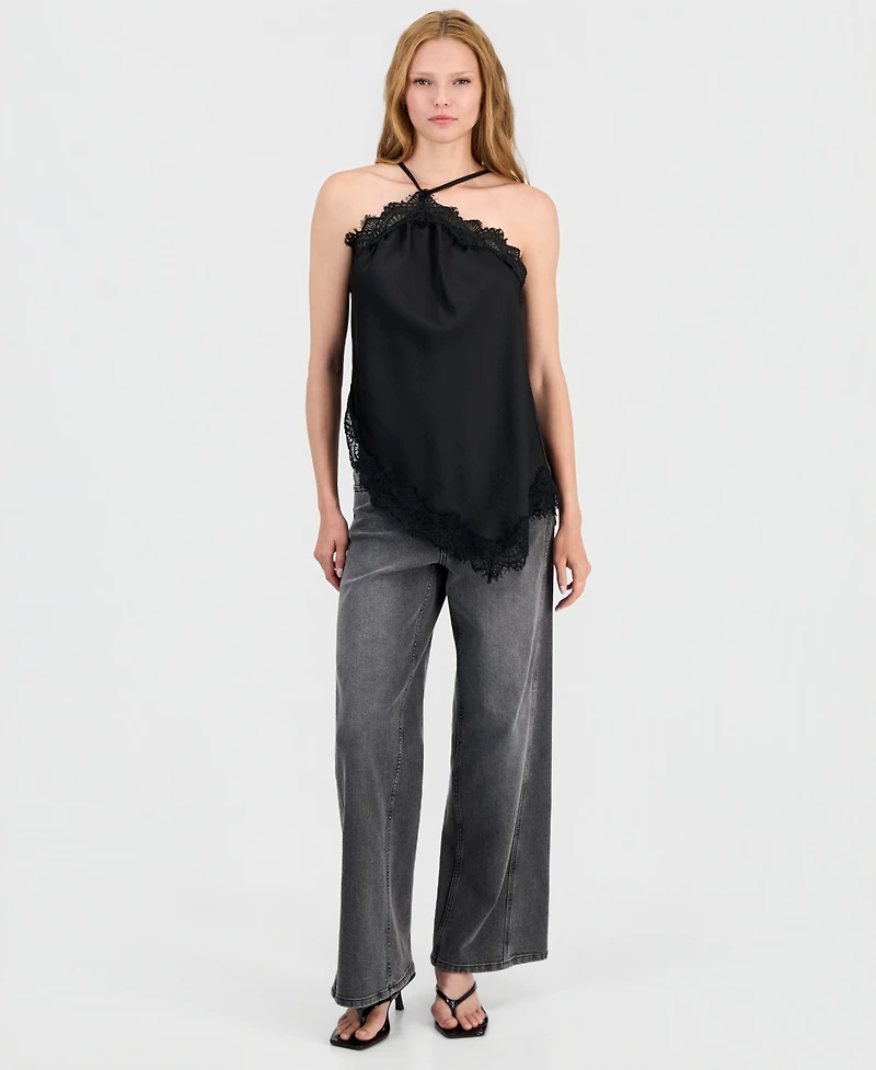 Bar Iii Women's Asymmetrical Satin Top, Macy's Exclusive