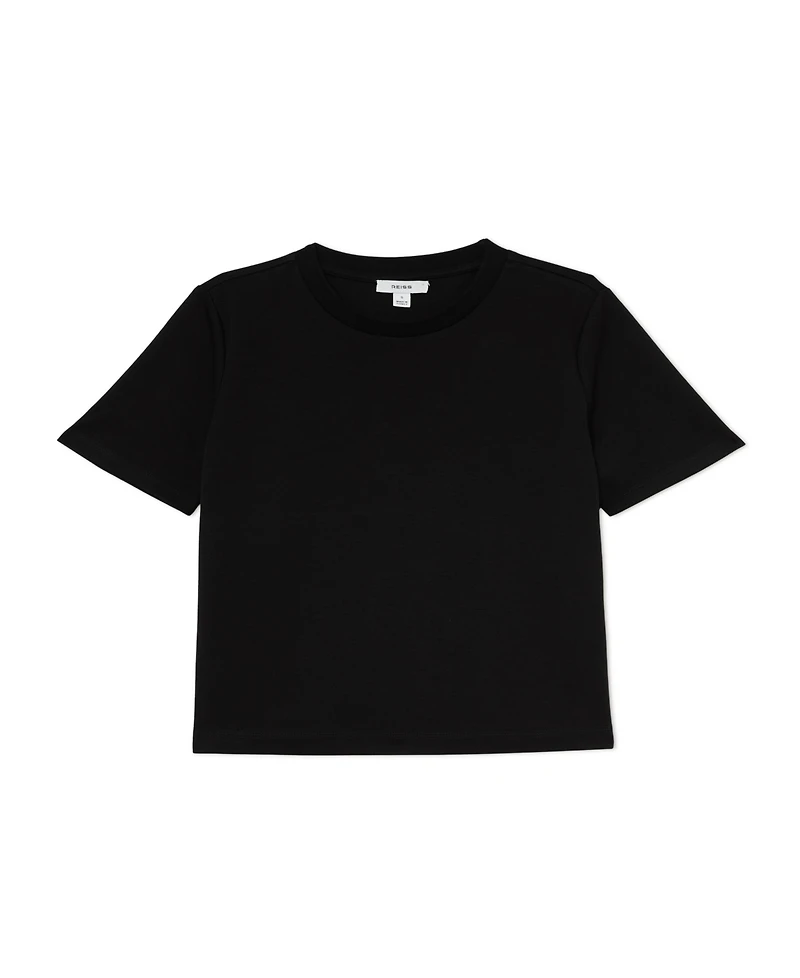Reiss Women's Stretch-Cotton Ribbed-Neck T-Shirt