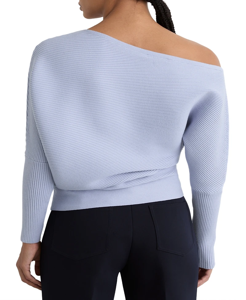 Reiss Women's Asymmetric Draped Knitted Jumper Sweater