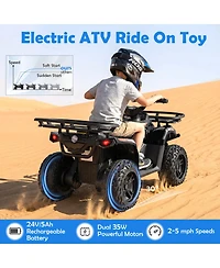 Gymax Electric Atv for Kids 24V Ride on Toy w/Dual Motors and Basket Dirt Quad Vehicle