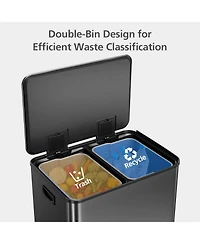 gaomon 16 Gallon Dual Compartment Trash Can, Stainless Steel Recycling Bin
