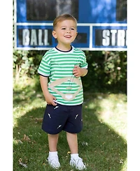 Florence Eiseman Toddler Boys Knit Short Set With Baseball Field
