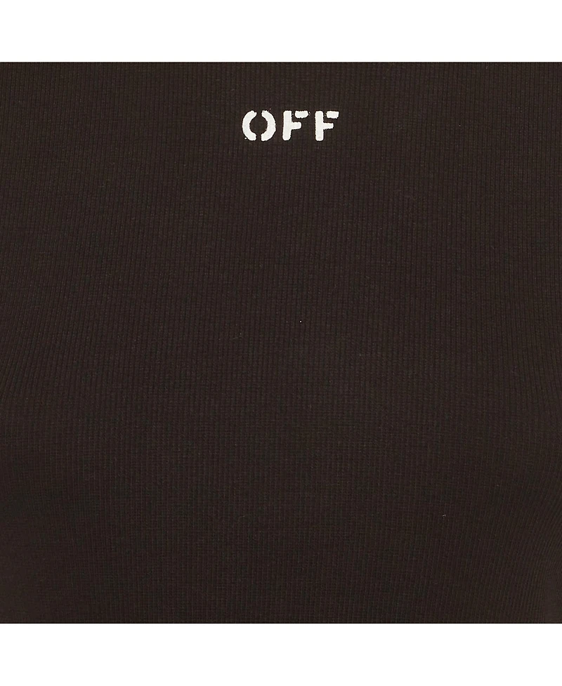 Pre-Owned Off-White Women's Logo Print Rib Knit T-Shirt
