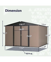 Mondawe 10' x 10' Outdoor Metal Storage Shed With Lockable Doors And Ventilation For Garden Tools