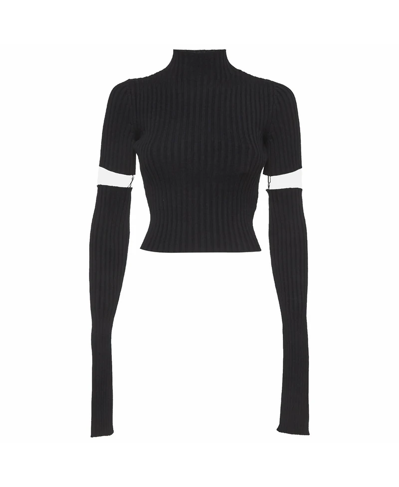 Pre-Owned Balenciaga Women's Rib Knit Cut Up Sleeves Sweater