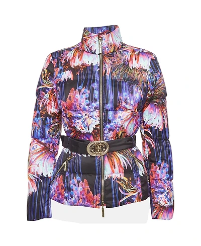 Pre-Owned Roberto Cavalli Women's Printed Nylon Down Puffer Jacket