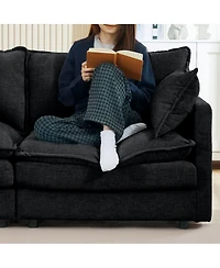 Maison Boucle Chenille Modular Sectional Sofa Couch 3 Seater with Ottoman L Shaped