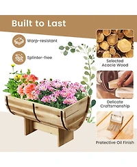 Sugift Outdoor Wooden Planter with Legs for Flower Herb Vegetable Fruit