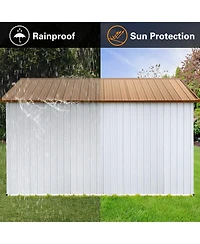 Mondawe Metal Garden Sheds 10feet x 12feet Outdoor Storage Sheds 48 square feet Utility Tool House For Patio Backyard Lawn