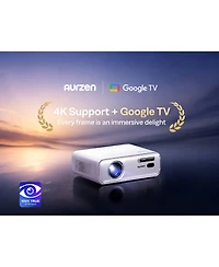 Aurzen Mini Smart Projector with NetfIix Included, Auto Focus and Keystone, 16W DoIby Audio, for Home Theater and Outdoor Use