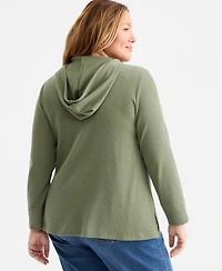 Style & Co Plus Long-Sleeve V-Neck Hoodie, Macy's Exclusive