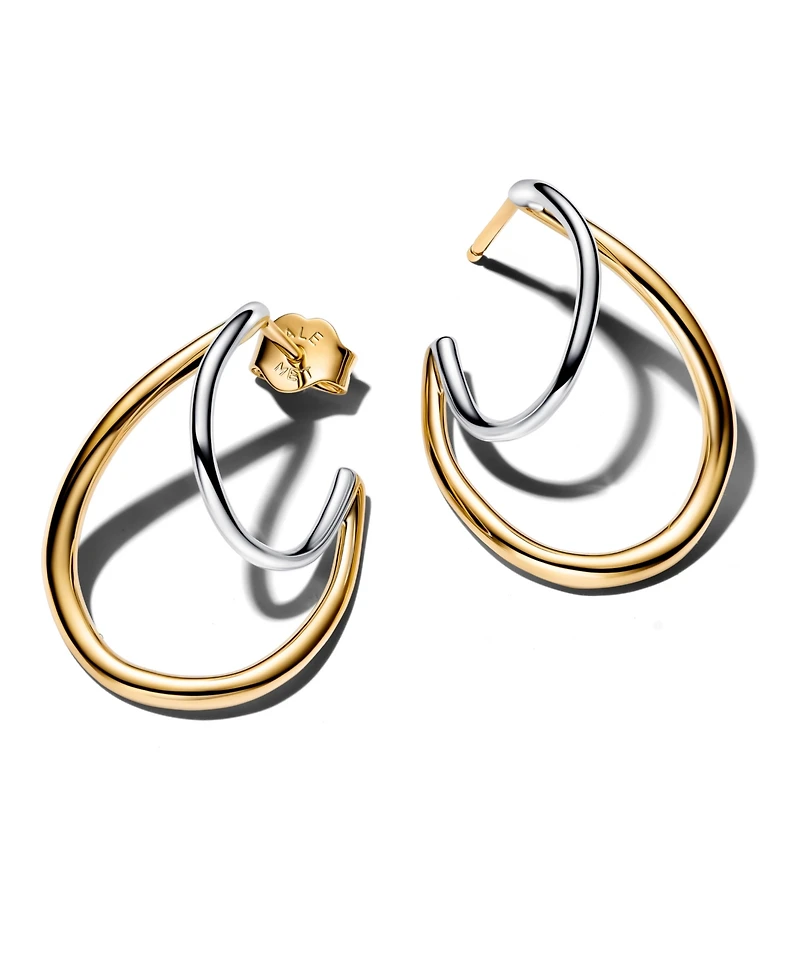 Pandora Two-Tone Double Hoop Earrings
