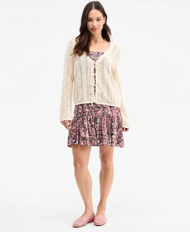 Lucky Brand Women's Cotton Tie-Front Long-Sleeve Cardigan