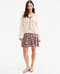 Lucky Brand Women's Cotton Tie-Front Long-Sleeve Cardigan