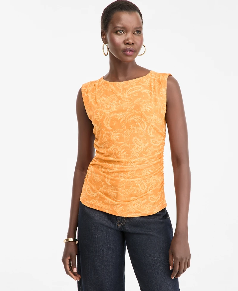 I.n.c. International Concepts Women's Printed Mesh Sleeveless Top, Macy's Exclusive