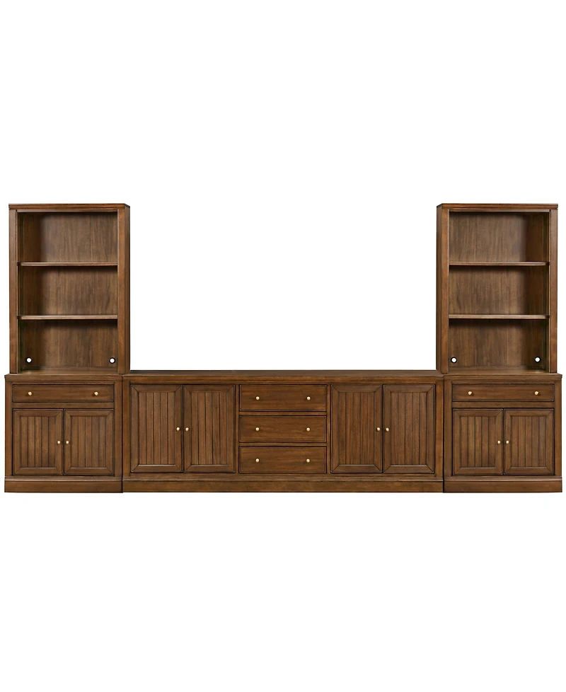 Amren 85" Wood 4 Door Console with Open Hutch
