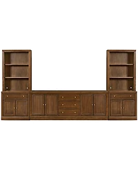Amren 85" Wood 4 Door Console with Open Hutch