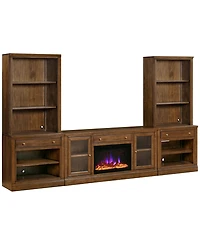 Amren 65" Wood 2 Door Console with Fireplace and Drawer Open Base Hutches