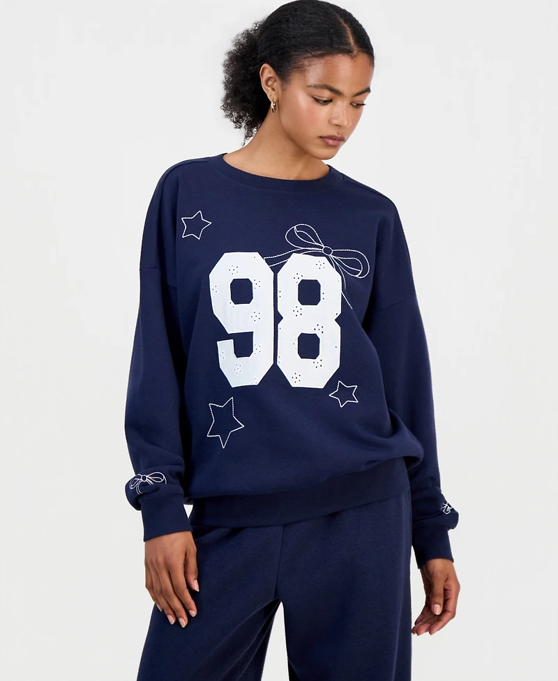 Rebel Veil Juniors' Varsity Applique Crewneck Sweatshirt