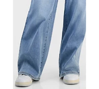 Madden Girl Juniors' 90s Wide-Leg Faded Star Jeans