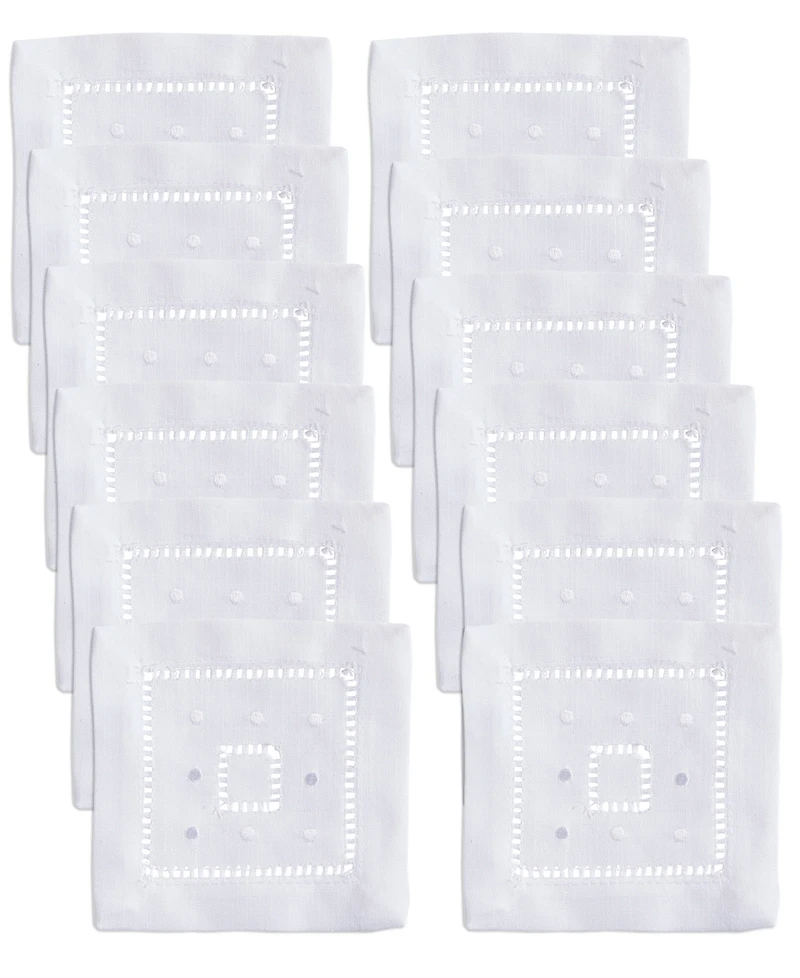 Saro Lifestyle Classic Hemstitch Cocktail Napkins, Set of 12