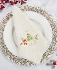 Saro Lifestyle Embroidered Christmas Tree Design Napkins, Set of 4