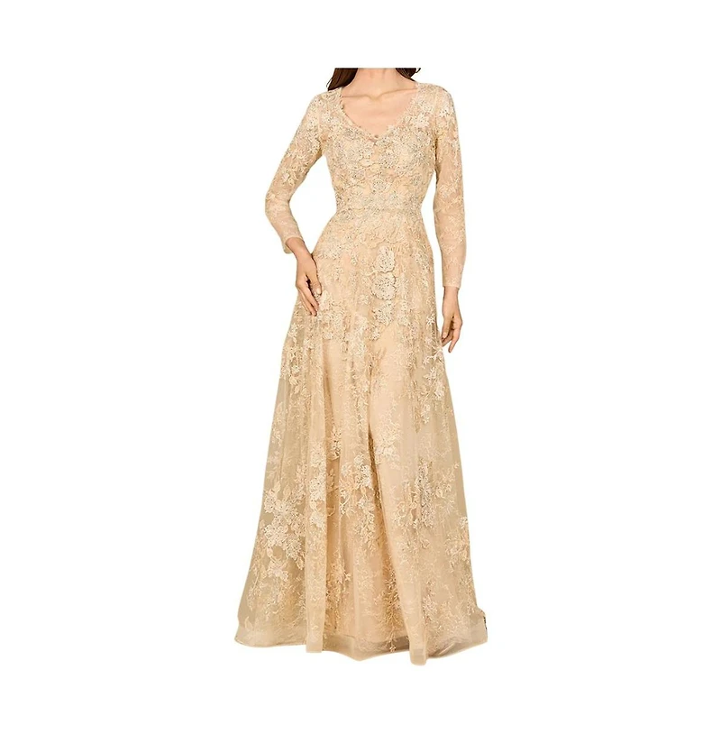 Lara Women's Lace Ballgown with Long Sleeves