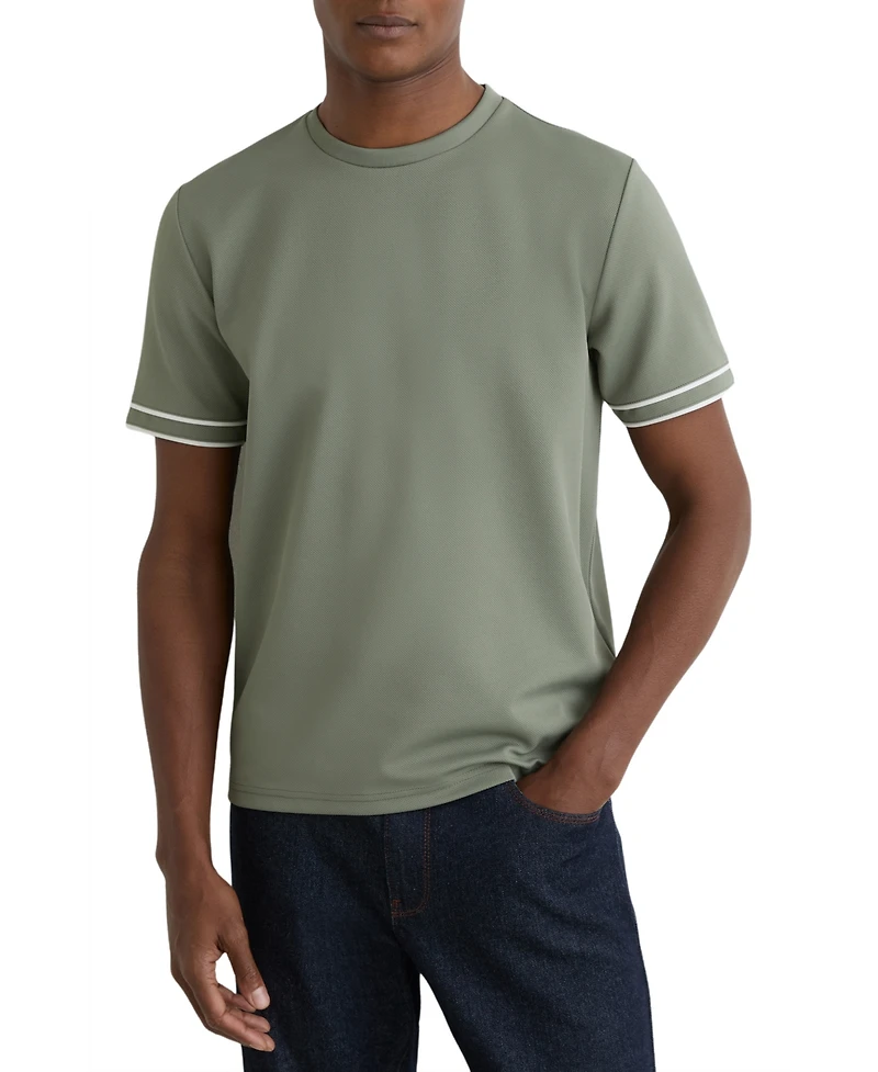 Reiss Men's Piped-Trim Textured T-Shirt