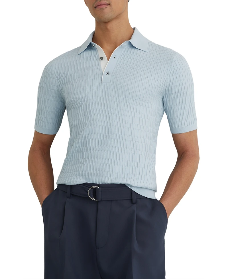 Reiss Men's Era Half Button Textured Polo Shirt