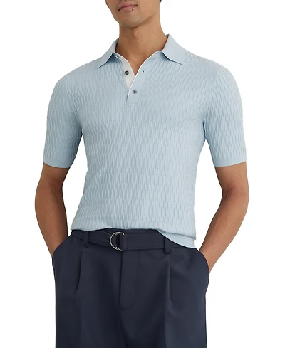 Reiss Men's Era Half Button Textured Polo Shirt