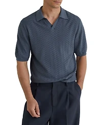 Reiss Men's Sol Open Collar Textured Polo Shirt