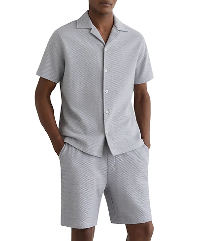 Reiss Men's Felipe Textured Jacquard Cuban Shirt