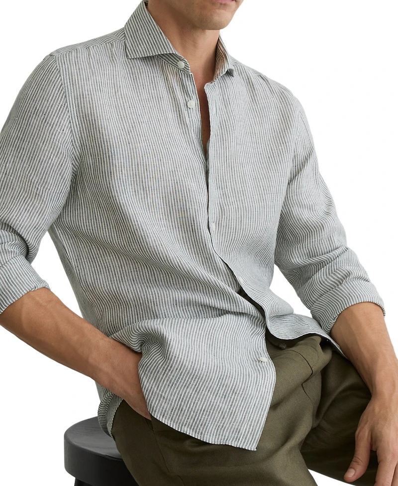 Reiss Men's Ruban Stripe Linen Shirt