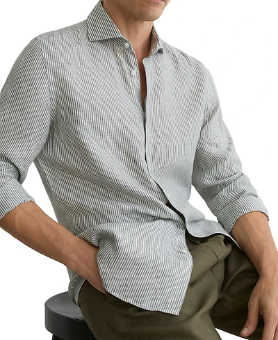 Reiss Men's Ruban Stripe Linen Shirt