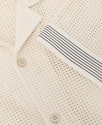 Reiss Men's Aliso Crochet Tape Cuban Shirt